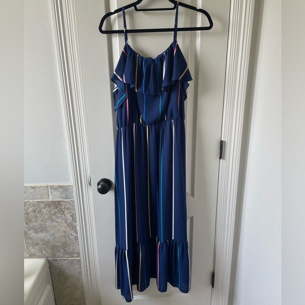 EUC Banana Republic multi color stripe dress, size large.